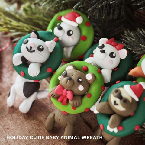 Holiday Cutie Baby Animal Wreath